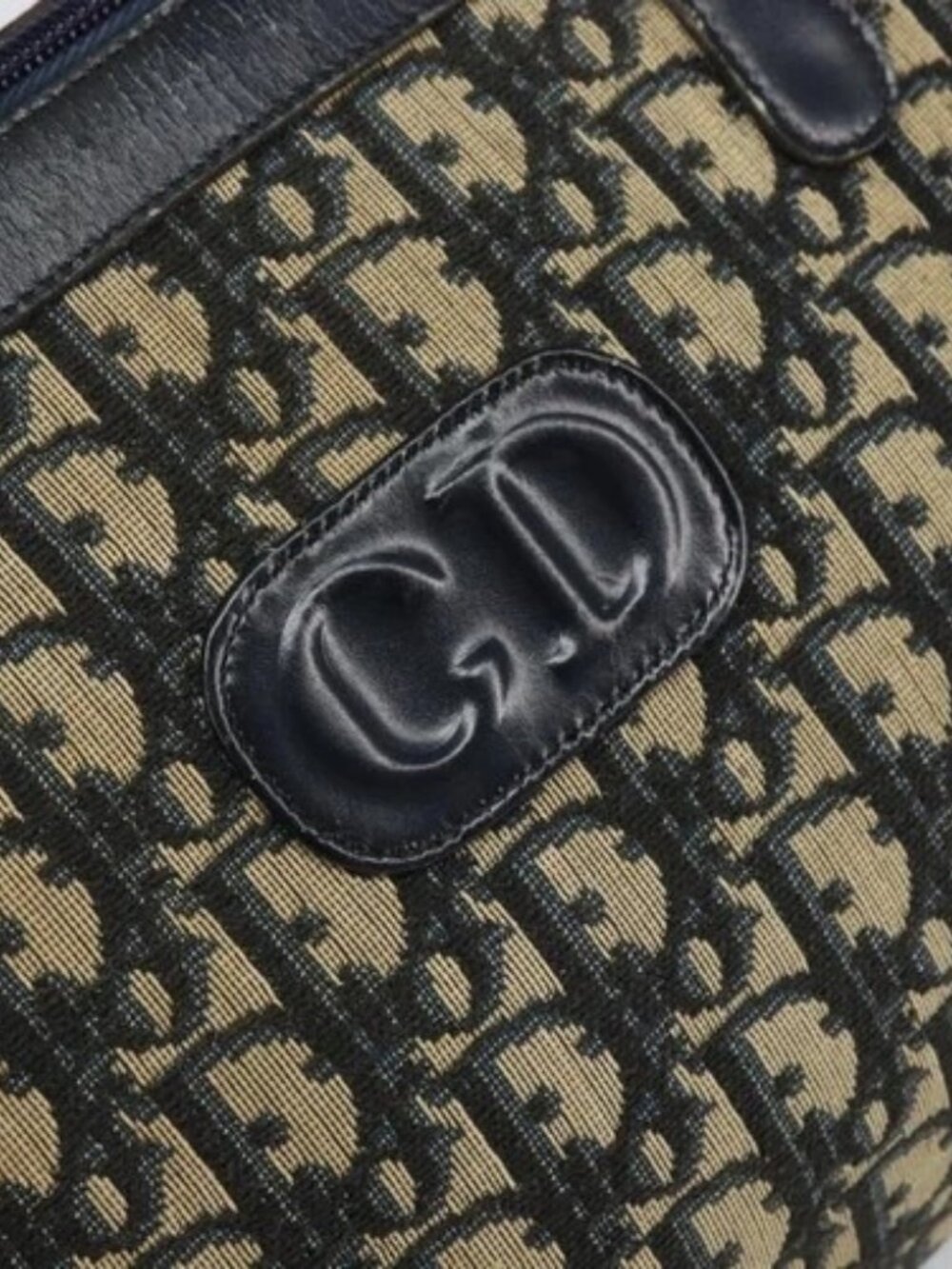 Christian Dior Trotter Canvas Boston Bag Navy Gold - Picture 9 of 16